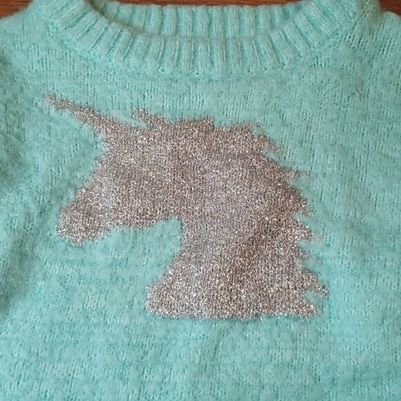 Unicorn Sweater Glittery Turquoise - Picture 3 of 6